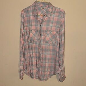Faherty Pink and Blue Plaid Button Down Shirt
